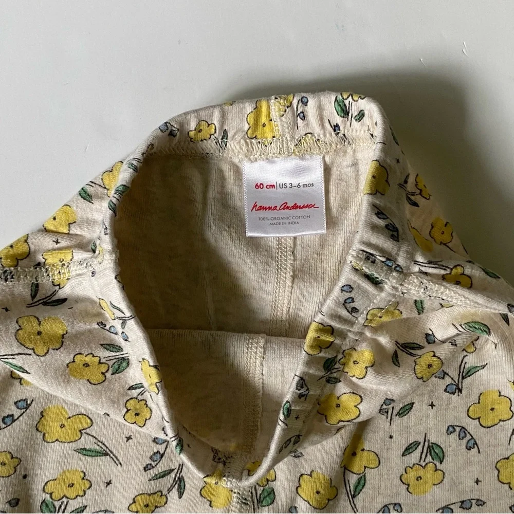 Hanna Andersson Outfit Size 3 6 Months Kimono Floral 2-Piece Yellow Flowers EUC